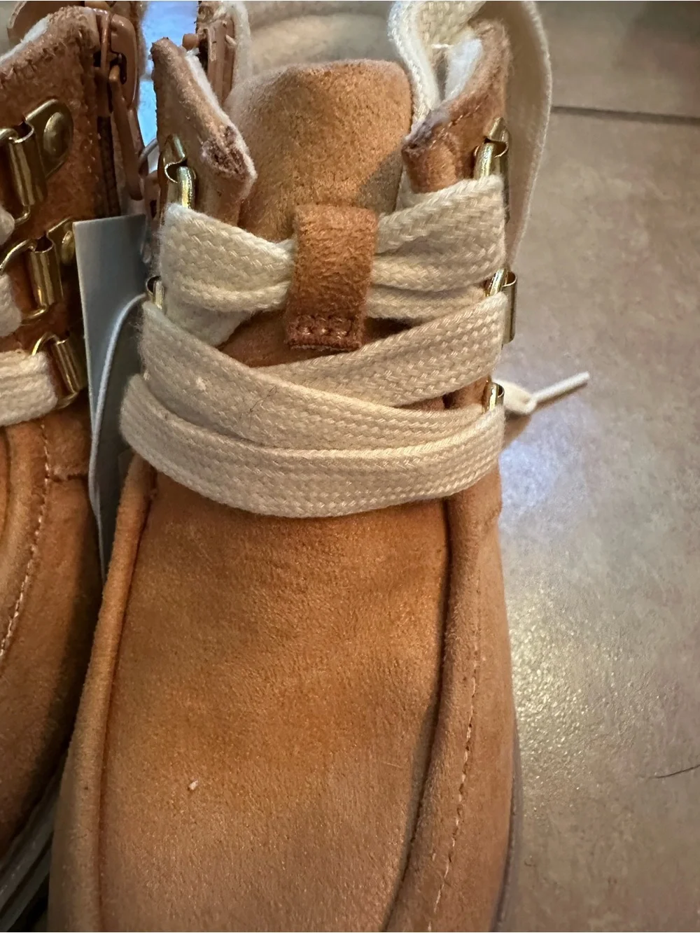 Cat & Jack Girls Size 8 Tan Ankle Boots Side Zip NWT